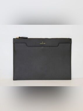 Angela Roi Black V. Leather Clutch